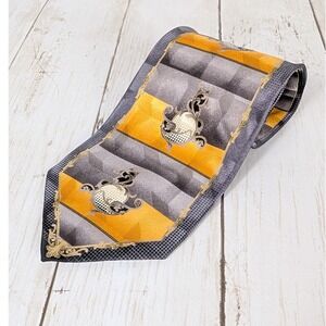 Di Moggio Pure Silk Necktie Yellow Gray Black‎ Art Deco Mens 51" x 4"